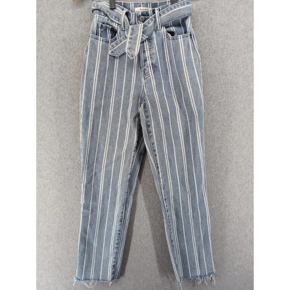 Pacsun Jeans Womens 23 Blue Striped‎ High Rise Straight